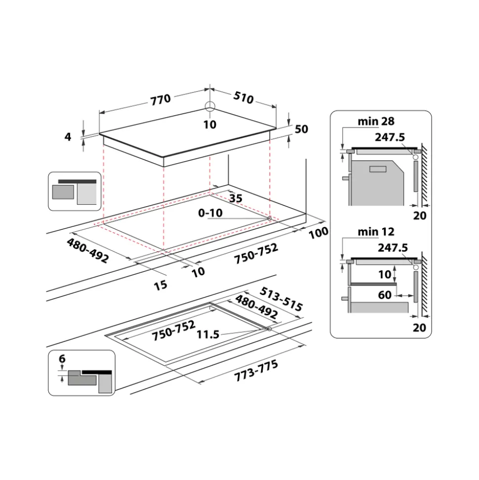 Piano cottura a induzione Whirlpool WBB4877NE