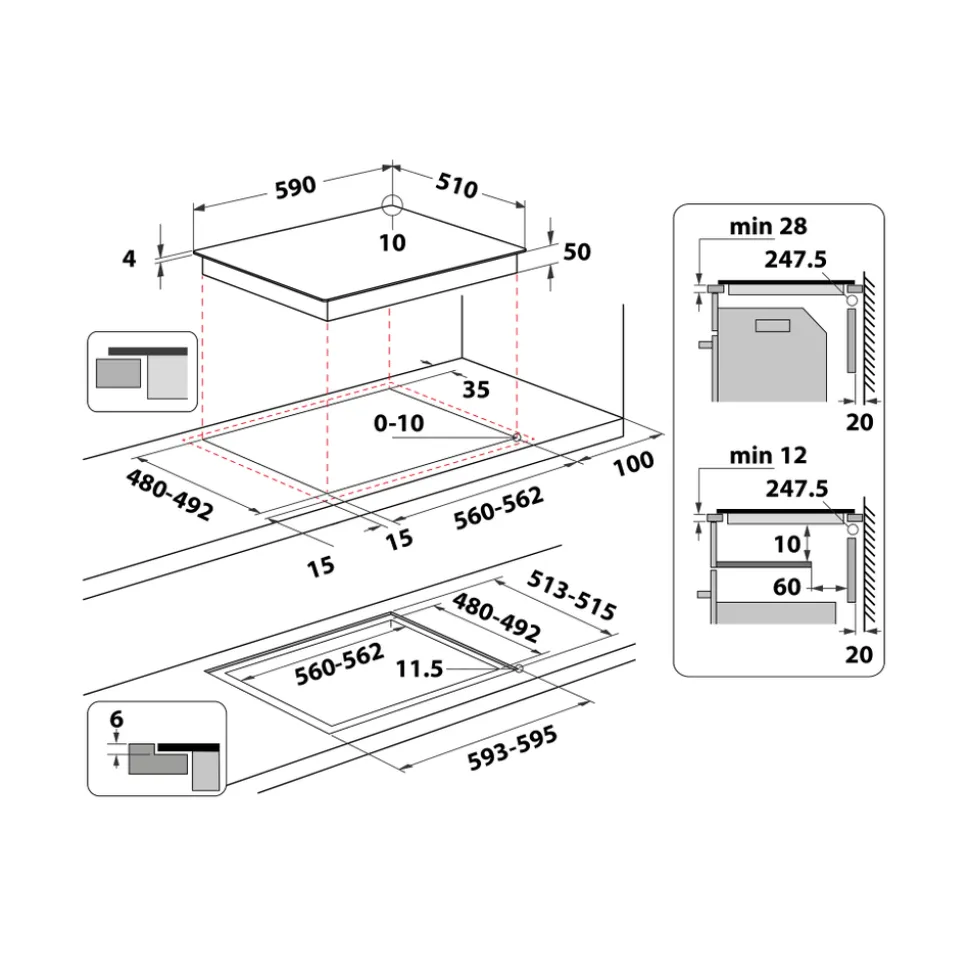 Piano cottura a induzione Whirlpool WLB5460NE/W