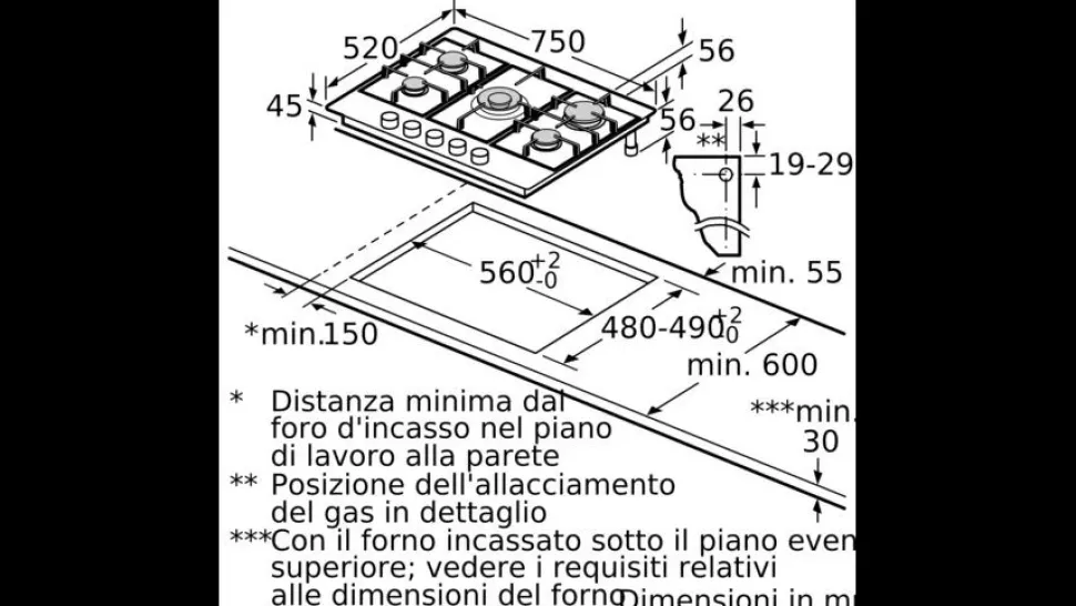 Piano cottura 5 Fuochi a gas Bosch PGS7B5B90
