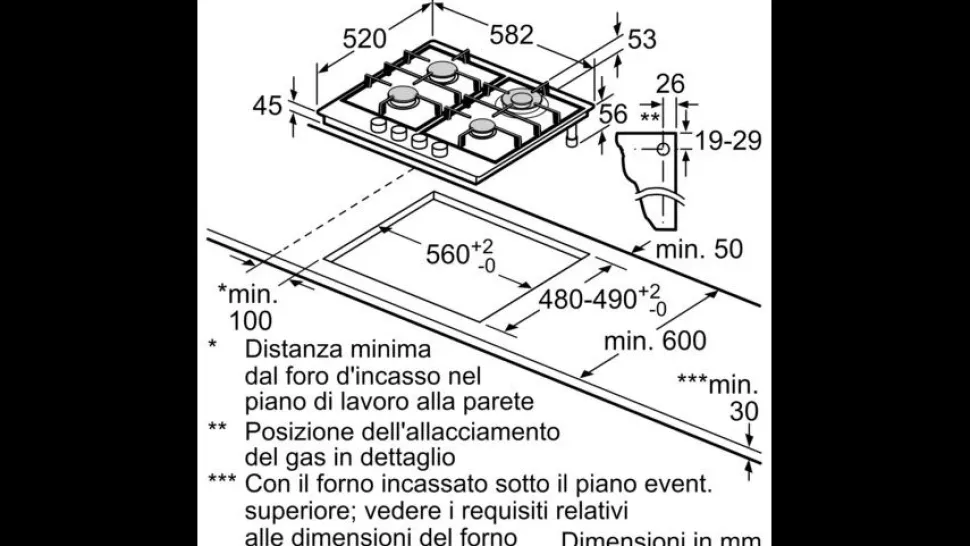 Piano cottura 4 Fuochi a gas Bosch PCH6A5B96