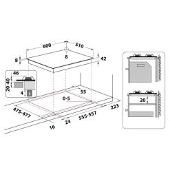 Piano cottura 4 Fuochi a Gas Hotpoint FTGHG641D/HA(BK)