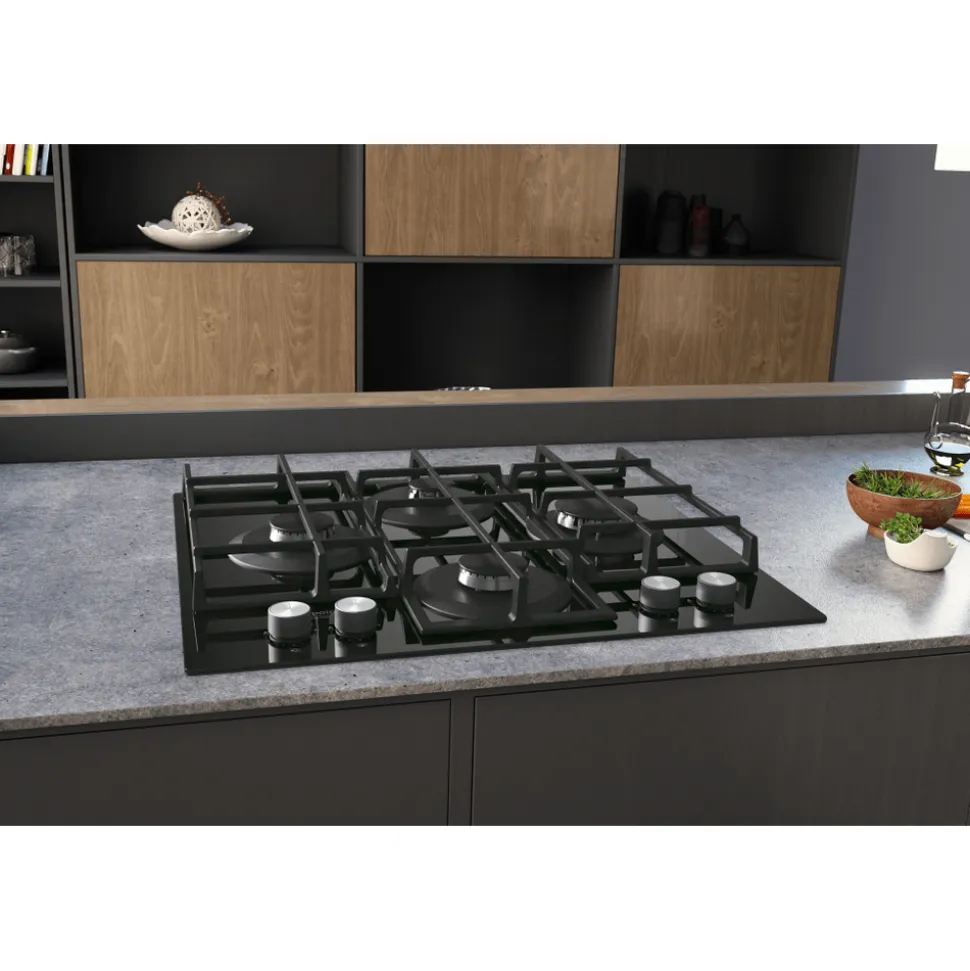 Piano cottura 4 Fuochi a Gas Hotpoint HAGS61F/BK