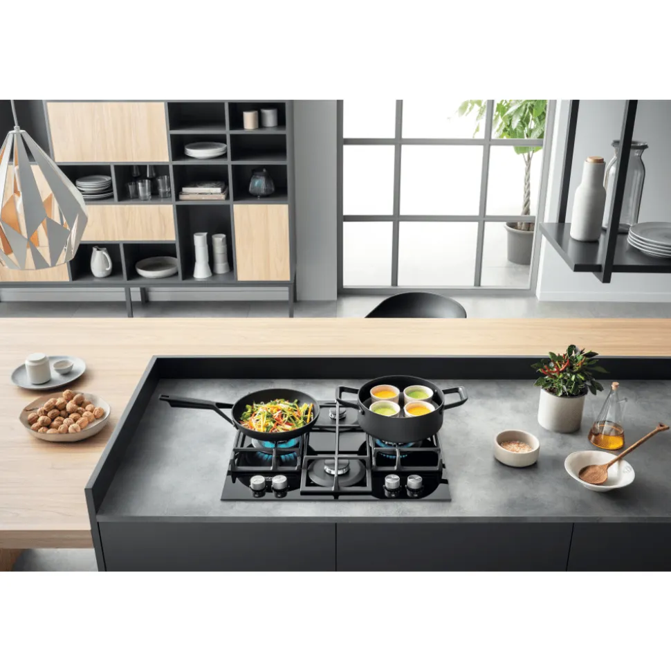 Piano cottura 4 Fuochi a Gas Hotpoint HAGS61F/BK