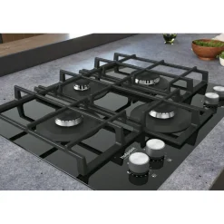 Piano cottura 4 Fuochi a Gas Hotpoint HAGS61F/BK