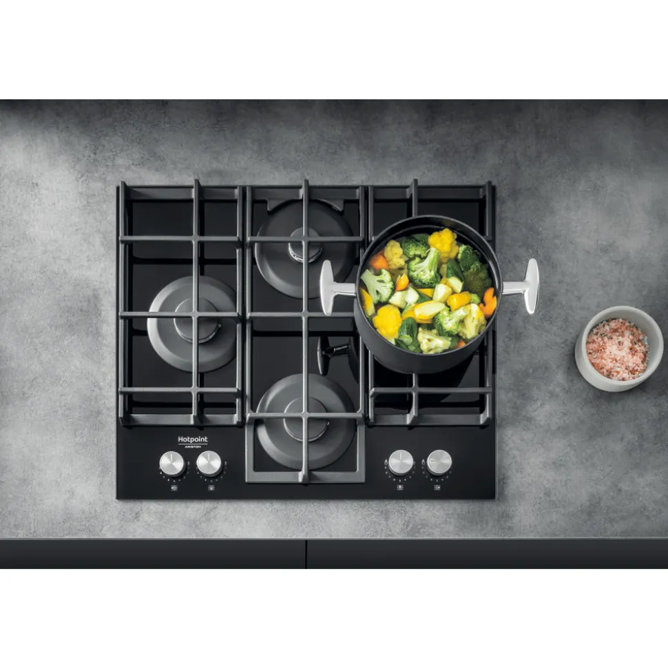 Piano cottura 4 Fuochi a Gas Hotpoint HAGS61F/BK