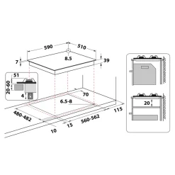 Piano cottura 4 fuochi a Gas Whirlpool GMWL628/IXL