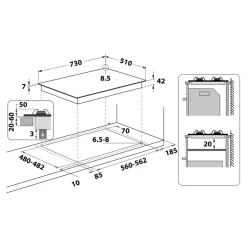 Piano cottura 5 fuochi a Gas Whirlpool GMA7522/IX