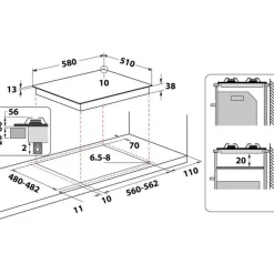 Piano cottura 4 fuochi a Gas Whirlpool TKRL661IX