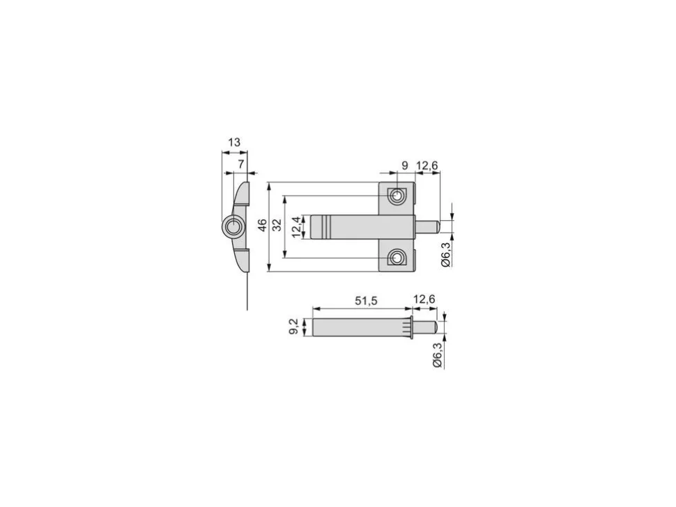 Pistoni ammortizzatori per porta a battente Minidamp 2, Chiusura soft, Tecnoplastica, Grigia