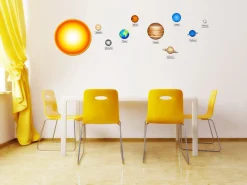 Planetario sistema solare in legno serigrafato colorato