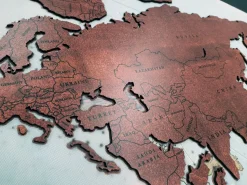 Planisfero da parete in tre misure effetto corten con confini neri