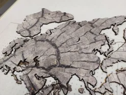 Planisfero da parete in tre misure - legno grigio