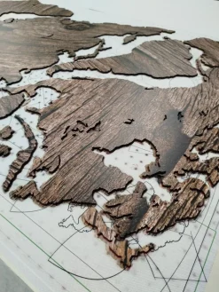 Planisfero da parete in tre misure - legno rustico