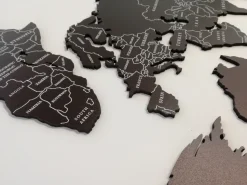 Planisfero da parete in tre misure nero con confini e nomi nazioni