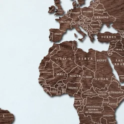 Planisfero da parete in tre misure effetto wenge con scritte