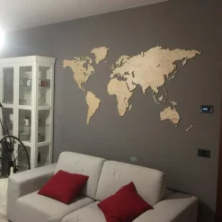 Planisfero da parete in tre misure colore legno chiaro
