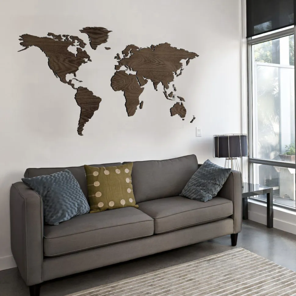 Planisfero da parete in tre misure effetto wenge