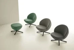 Poltrona con struttura in metallo e seduta imbottita Vovo disponibile in 3 colori