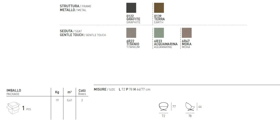 Poltrona con struttura in metallo e seduta imbottita Vovo disponibile in 3 colori