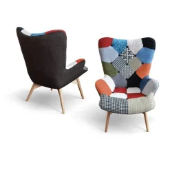 Poltrona imbottita in tessuto Patchwork Dalì