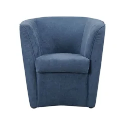 Poltrona imbottita Vanessa Blue Denim in tessuto antimacchia Blu Jeans