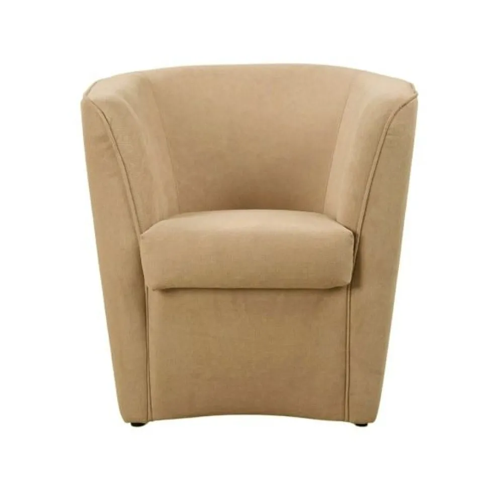 Poltrona imbottita Vanessa in tessuto antimacchia Beige Sabbiato