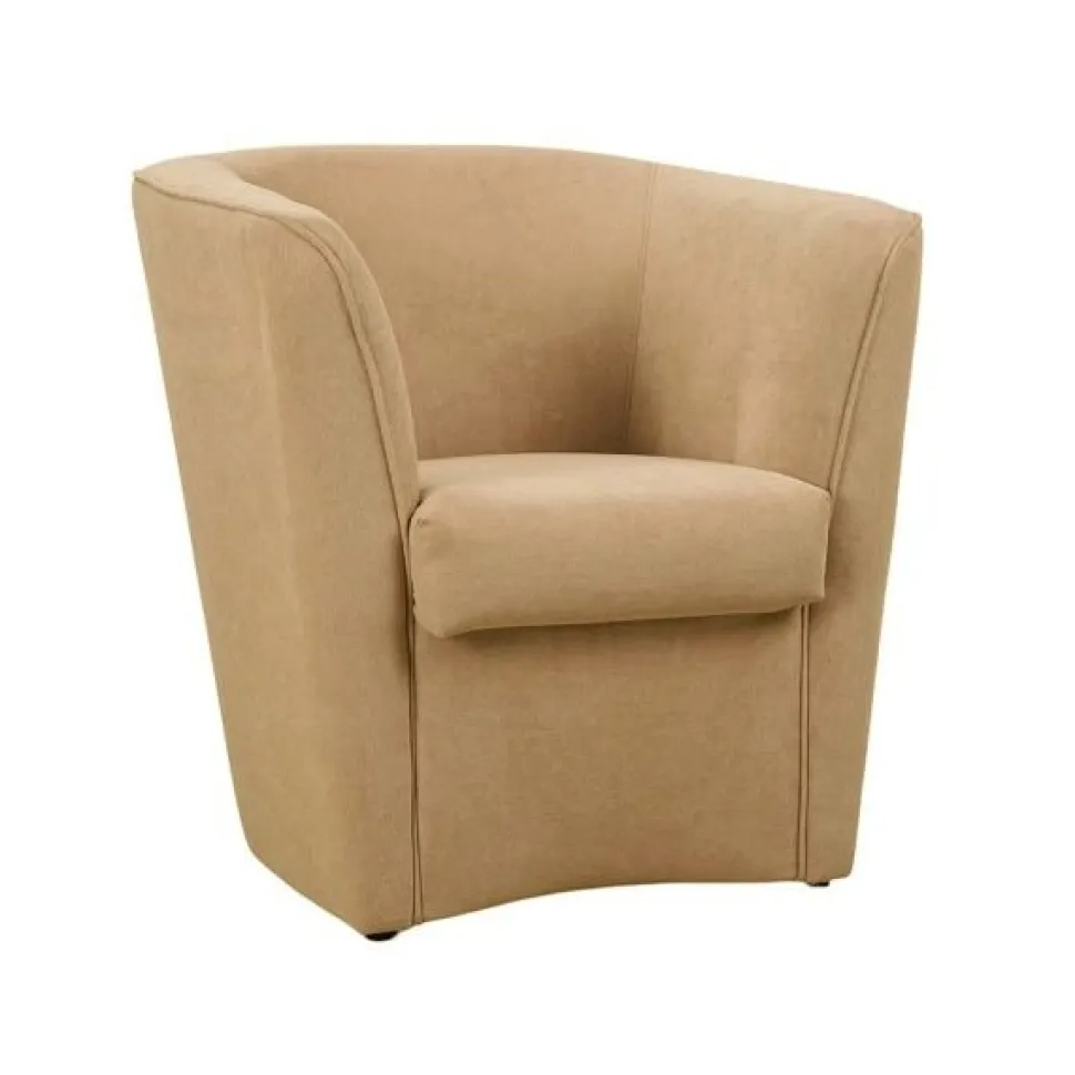 Poltrona imbottita Vanessa in tessuto antimacchia Beige Sabbiato