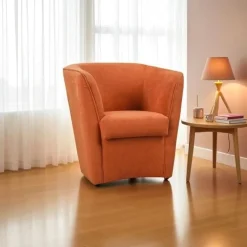 Poltrona imbottita Vanessa Orange Sunset in tessuto antimacchia Arancione