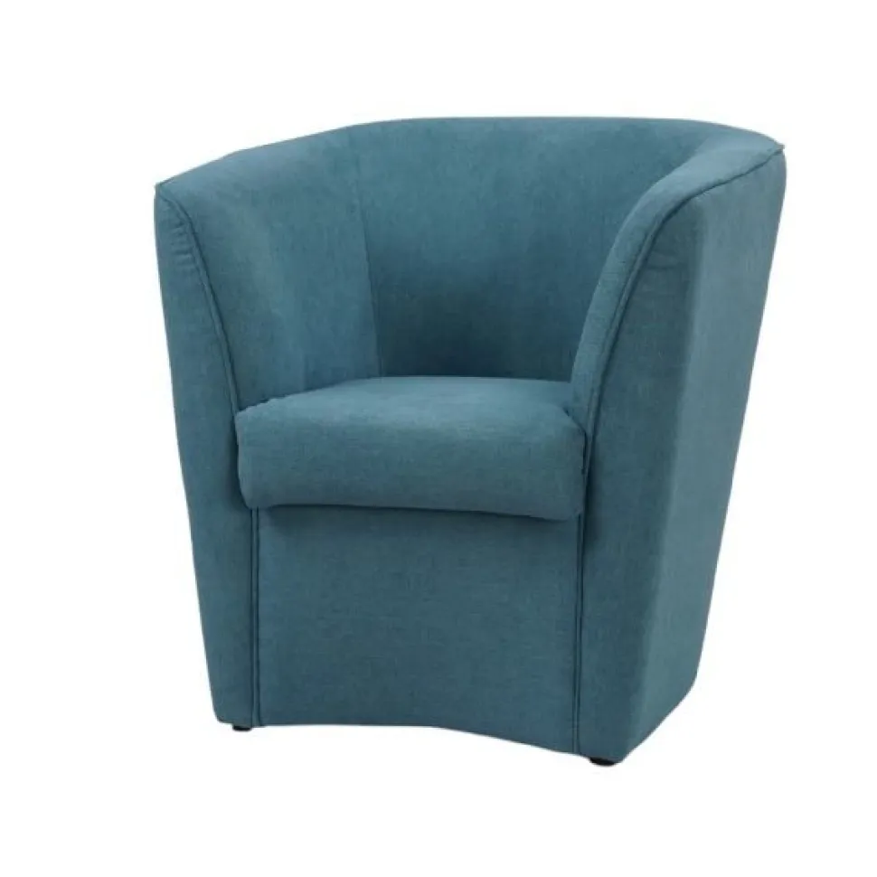 Poltrona imbottita Vanessa Turquoise Sky in tessuto antimacchia Azzurro Turchese