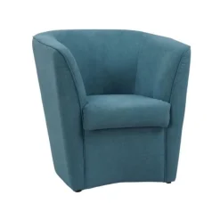 Poltrona imbottita Vanessa Turquoise Sky in tessuto antimacchia Azzurro Turchese