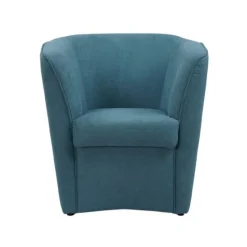 Poltrona imbottita Vanessa Turquoise Sky in tessuto antimacchia Azzurro Turchese