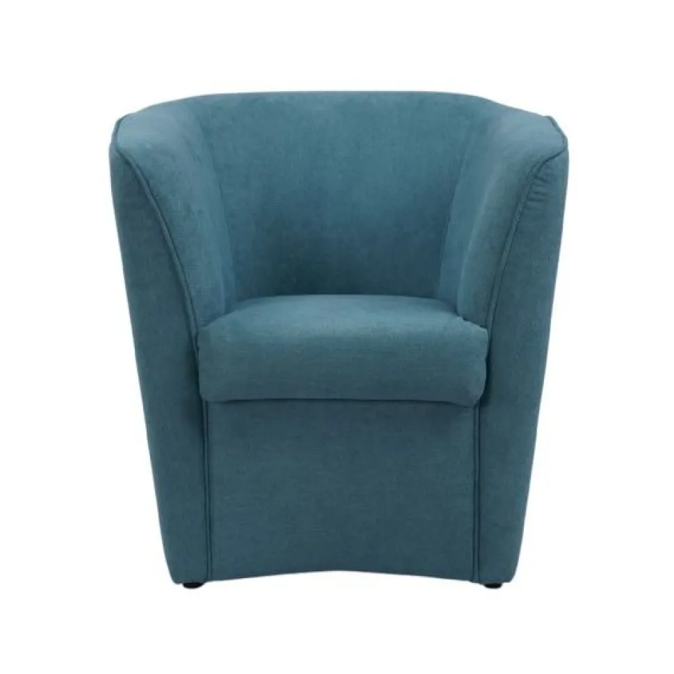 Poltrona imbottita Vanessa Turquoise Sky in tessuto antimacchia Azzurro Turchese