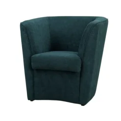 Poltrona imbottita Vanessa Velvet Hub in tessuto antimacchia Blu Petrolio