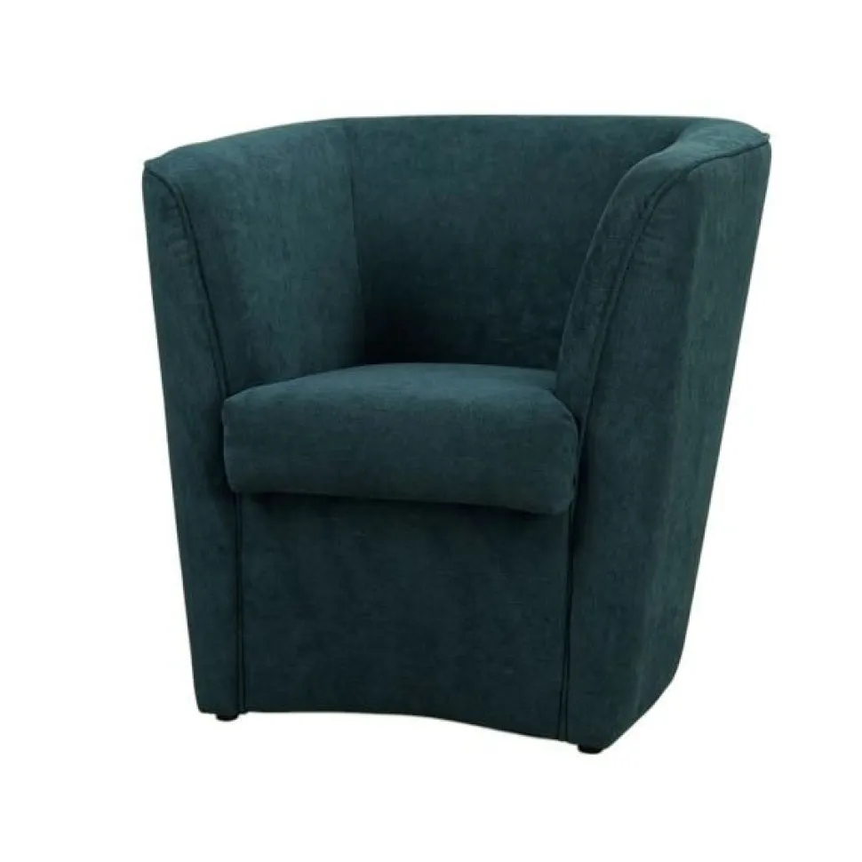 Poltrona imbottita Vanessa Velvet Hub in tessuto antimacchia Blu Petrolio