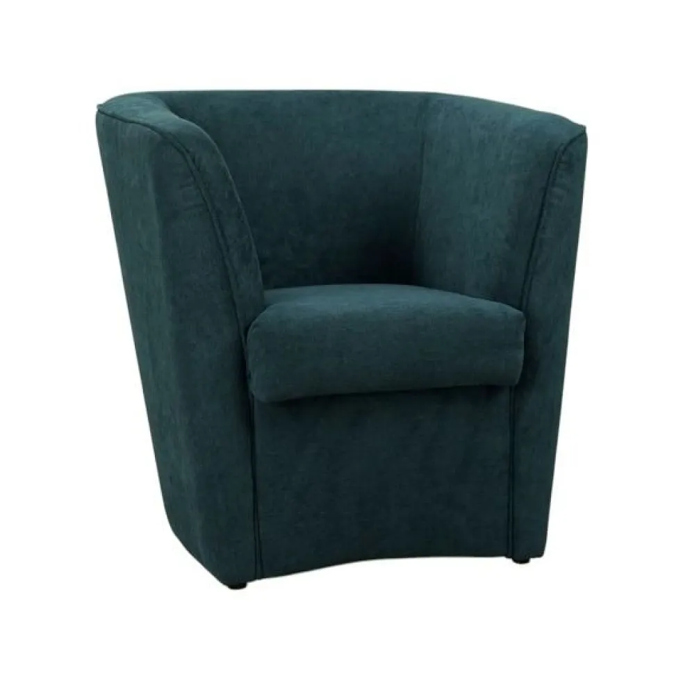 Poltrona imbottita Vanessa Velvet Hub in tessuto antimacchia Blu Petrolio