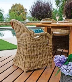 Poltroncina Semarang in Fibra Naturale Grey Kubu con Cuscino
