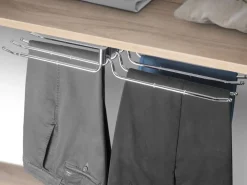 Porta pantaloni estraibile doppio per armadio in Acciaio e Tecnoplastica finitura Cromato lucido