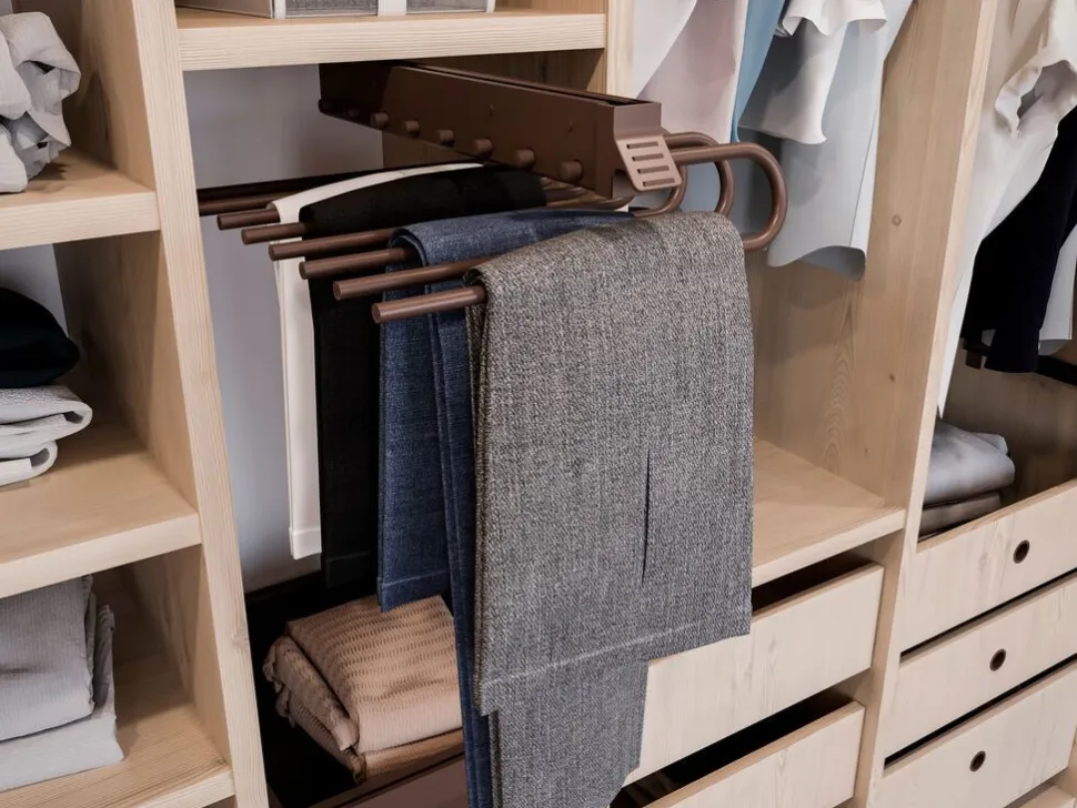 Portapantaloni estraibile per interno armadio in Alluminio e Tecnoplastica disponibile in 2 colori