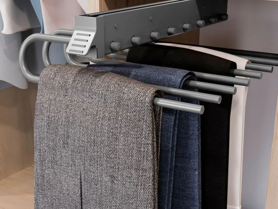 Portapantaloni estraibile per interno armadio in Alluminio e Tecnoplastica disponibile in 2 colori
