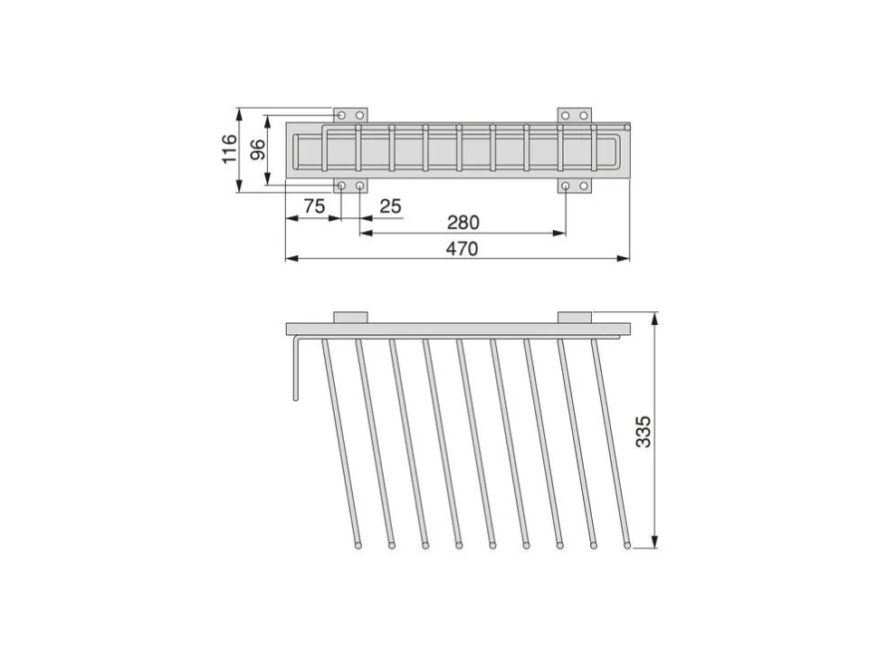 Porta pantaloni montaggio laterale per armadio finitura Cromato lucido