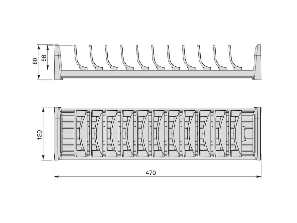 Portapiatti per cassetto Orderbox, 120x470 mm, Alluminio e Tecnoplastica, Grigio antracite