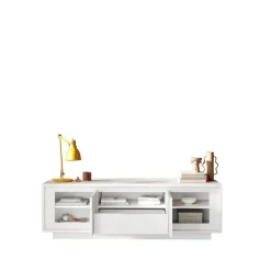 Porta Tv 2 ante battenti e 1 cassetto linea Pure in finitura Bianco laccato opaco