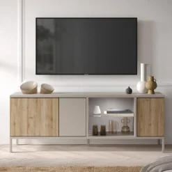 Porta Tv 3 ante battenti senza maniglie con vano a giorno Linea Dalì