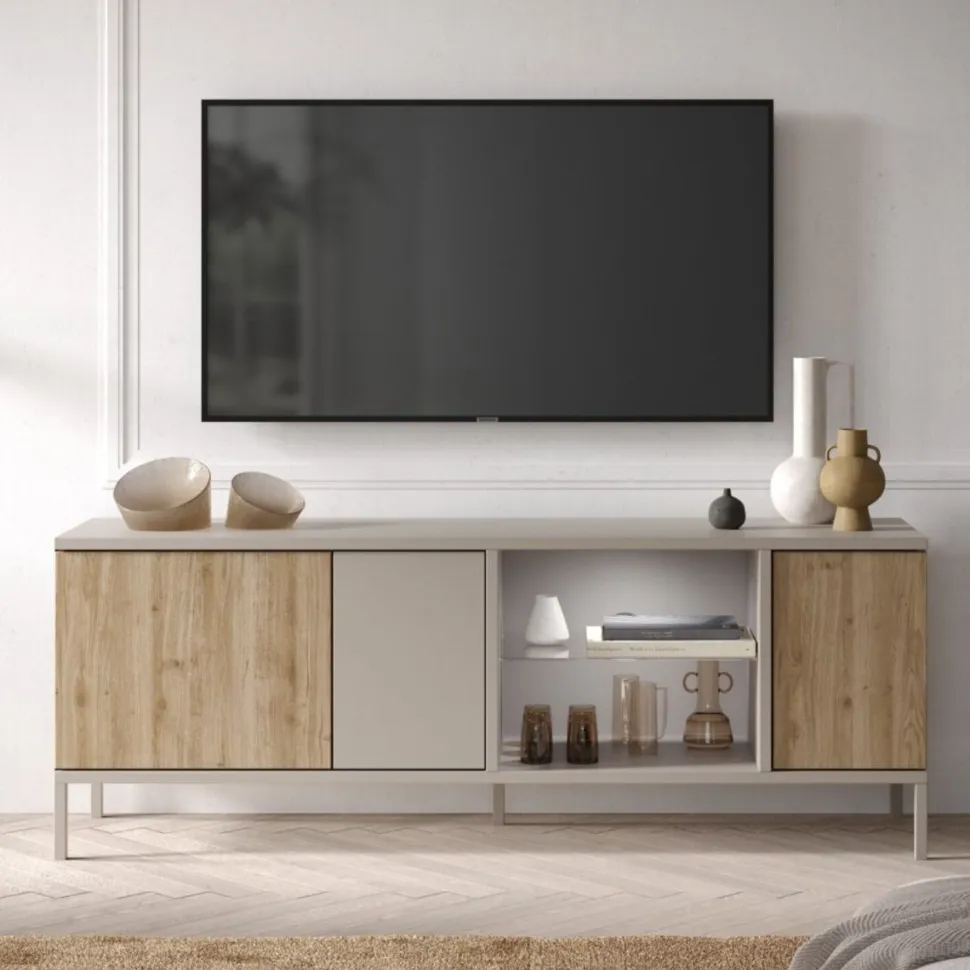 Porta Tv 3 ante battenti senza maniglie con vano a giorno Linea Dalì