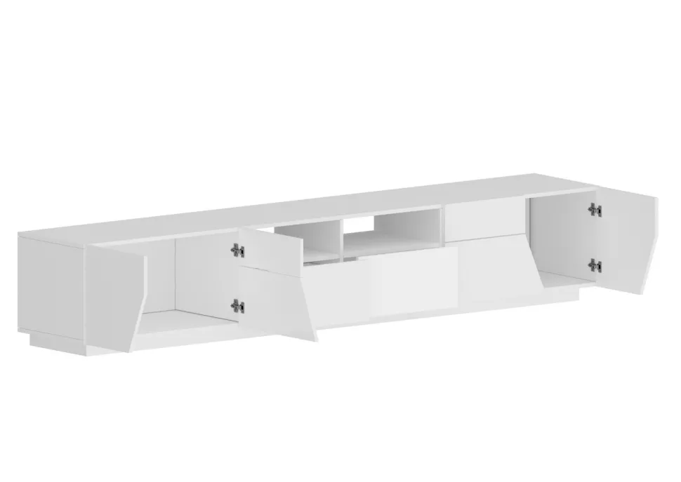 Porta tv 4 ante e 2 cassetti linea Galassia in finitura Bianco Lucido
