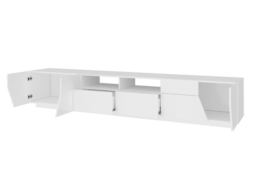Porta tv 4 ante e 2 cassetti linea Galassia in finitura Bianco Lucido