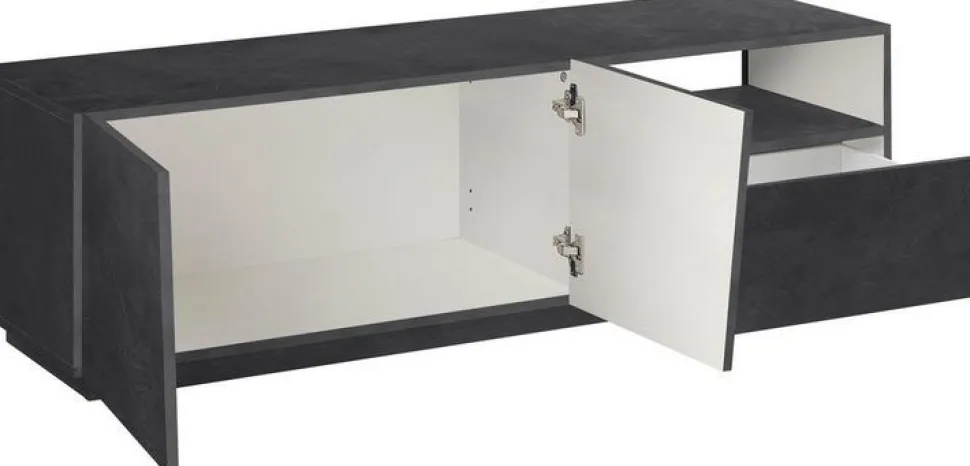 Porta Tv 2 ante e 1 cassetto linea Virgola in Ardesia