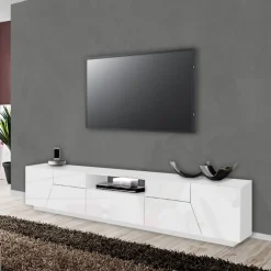 Porta tv 4 ante e 1 cassetto linea Galassia in finitura Bianco Lucido