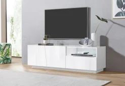 Porta Tv 2 ante e 1 cassetto linea Virgola in Bianco Lucido