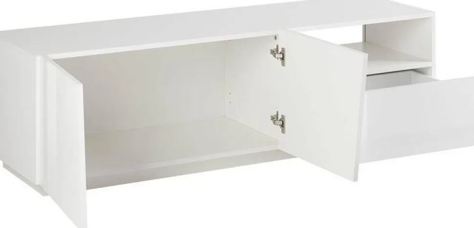 Porta Tv 2 ante e 1 cassetto linea Virgola in Bianco Lucido